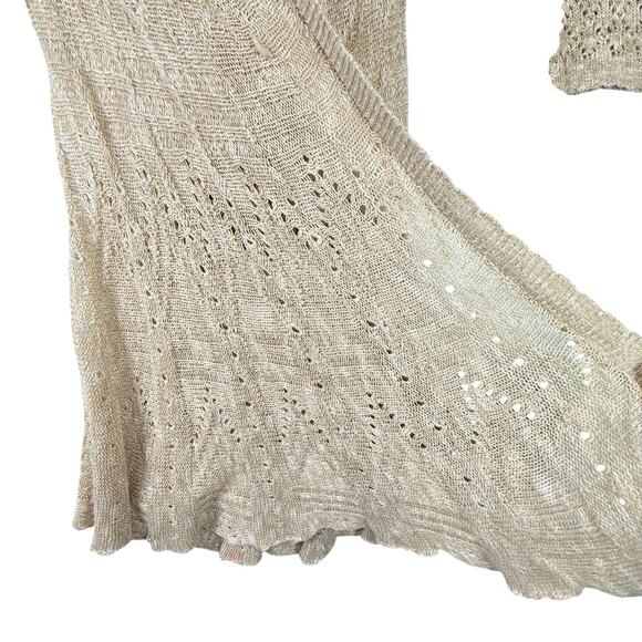 Romantic Crochet Duster Women SIZE MEDIUM Kimono Ivory Open Cardigan Vtg - Picture 3 of 14